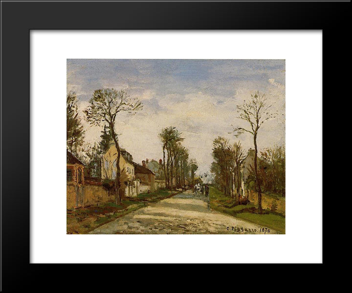 The Road To Versailles At Louveciennes 20x24 Black Modern Wood Framed Art Print Poster by Pissarro, Camille