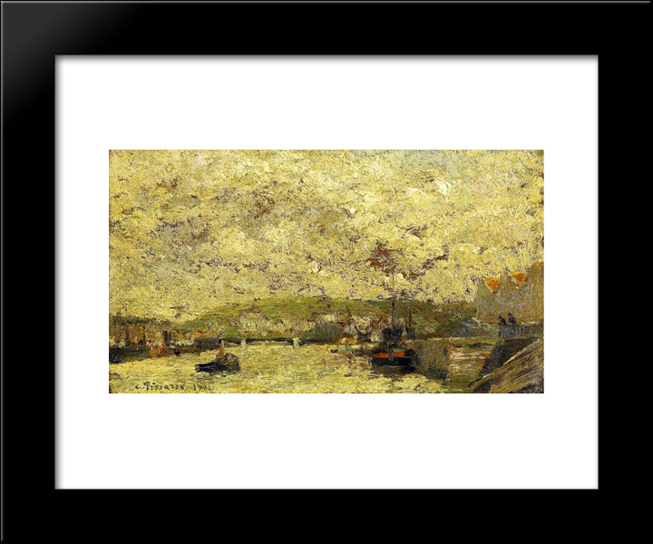The Seine At Rouen 20x24 Black Modern Wood Framed Art Print Poster by Pissarro, Camille