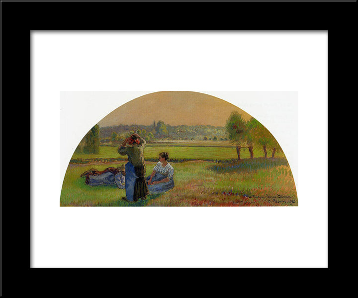 The Siesin The Fields 20x24 Black Modern Wood Framed Art Print Poster by Pissarro, Camille