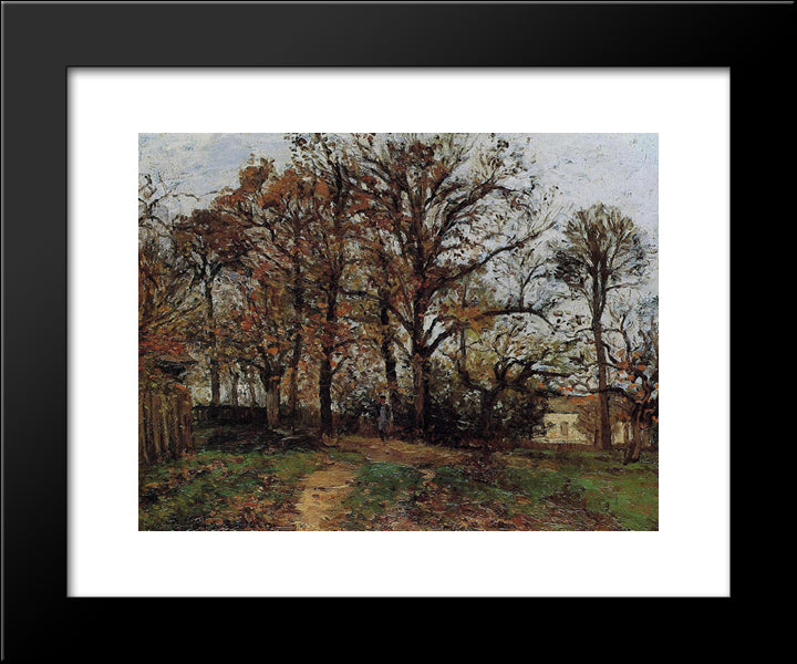 Trees On A Hill, Autumn, Landscape In Louveciennes 20x24 Black Modern Wood Framed Art Print Poster by Pissarro, Camille