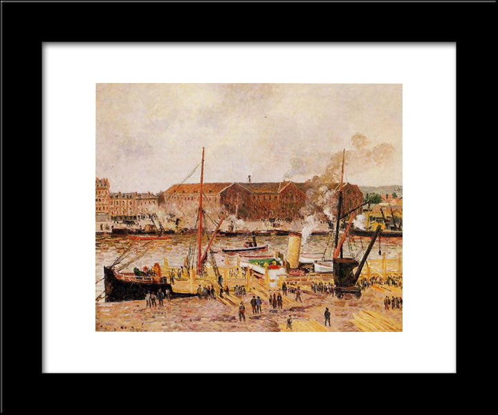 Unloading Wood At Rouen 20x24 Black Modern Wood Framed Art Print Poster by Pissarro, Camille
