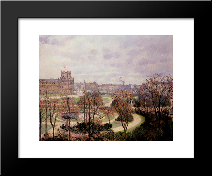 View Of The Tuileries, Morning 20x24 Black Modern Wood Framed Art Print Poster by Pissarro, Camille