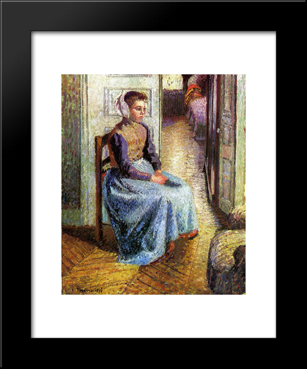 Young Flemish Maid 20x24 Black Modern Wood Framed Art Print Poster by Pissarro, Camille