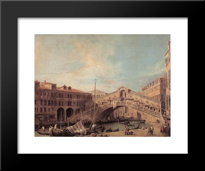 Grand Canal. The Rialto Bridge From The South. 20x24 Black Modern Wood Framed Art Print Poster by Canaletto