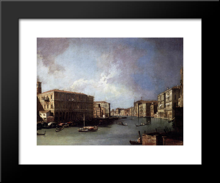 Grand Canal Looking North From Nethe Rialto Bridge 20x24 Black Modern Wood Framed Art Print Poster by Canaletto