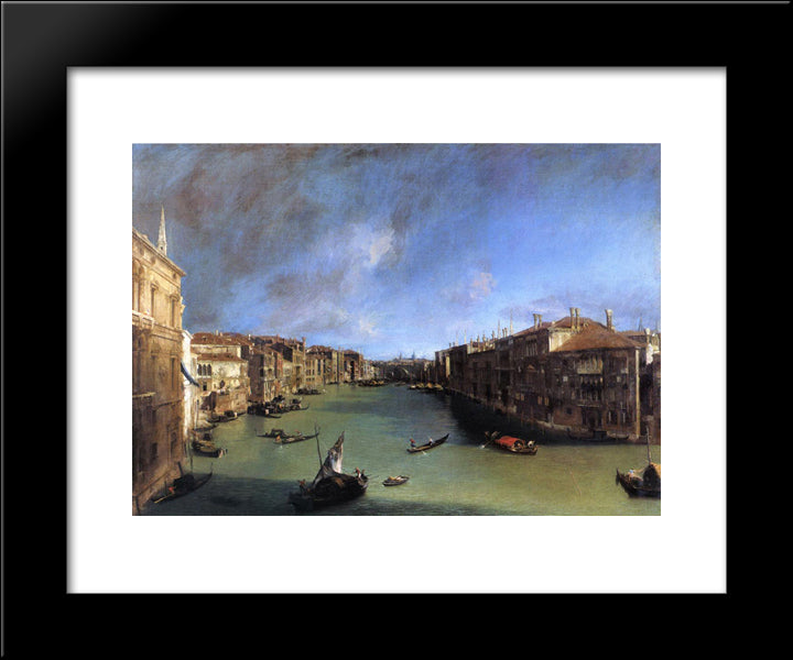 Grand Canal Looking Northeast From The Palazzo Balbi To The Rialto Bridge 20x24 Black Modern Wood Framed Art Print Poster by Canaletto