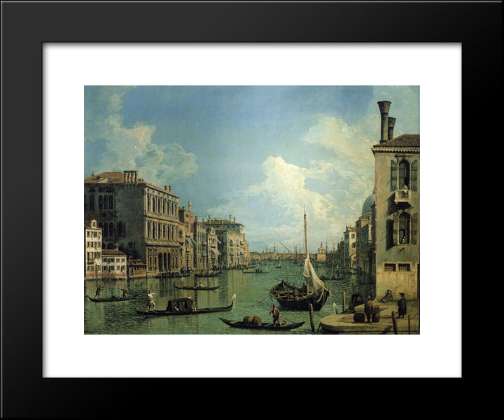 Grand Canal Nethe Campo San Vio, Looking Towards The Church Of Sanmaria Della Salute 20x24 Black Modern Wood Framed Art Print Poster by Canaletto