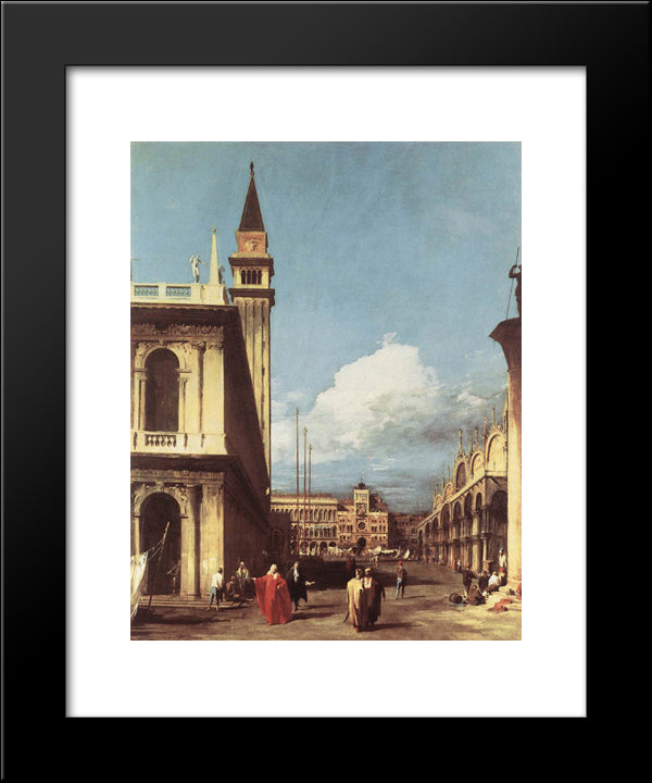 The Piazzetta, Looking Toward The Clock Tower 20x24 Black Modern Wood Framed Art Print Poster by Canaletto
