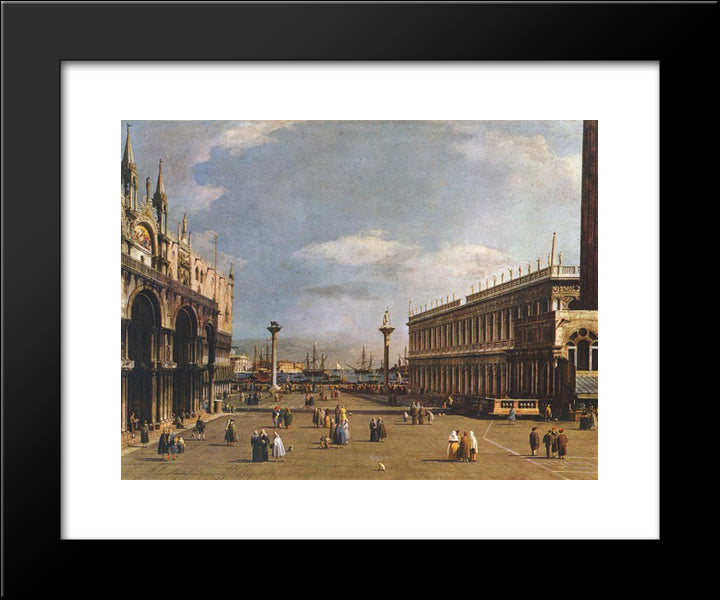The Piazzetta 20x24 Black Modern Wood Framed Art Print Poster by Canaletto
