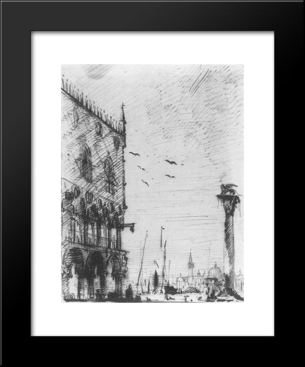 The Piazzetta To The South 20x24 Black Modern Wood Framed Art Print Poster by Canaletto