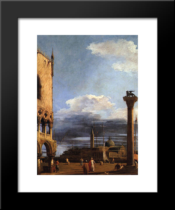 The Piazzetta Towards San Giorgio Maggiore 20x24 Black Modern Wood Framed Art Print Poster by Canaletto