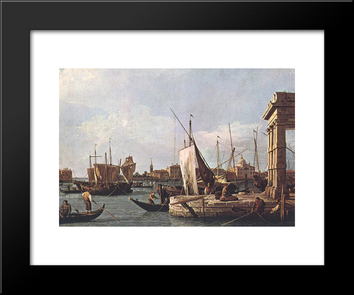 The Punta Della Dogana 20x24 Black Modern Wood Framed Art Print Poster by Canaletto