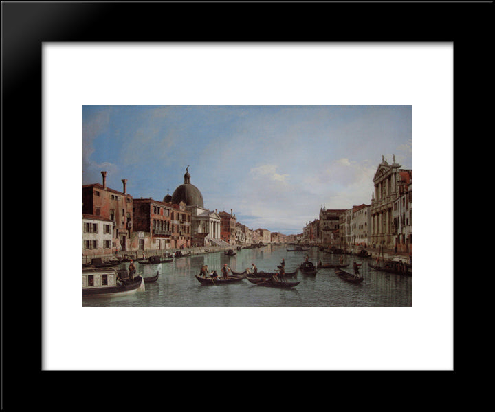 The Upper Reaches Of The Grand Canal With S. Simeone Piccolo 20x24 Black Modern Wood Framed Art Print Poster by Canaletto