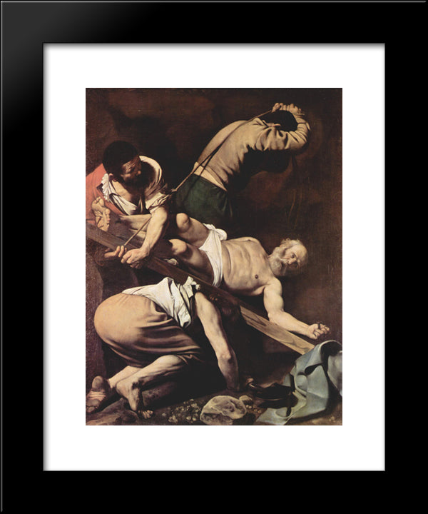 Crucifixion Of Saint Peter 20x24 Black Modern Wood Framed Art Print Poster by Caravaggio