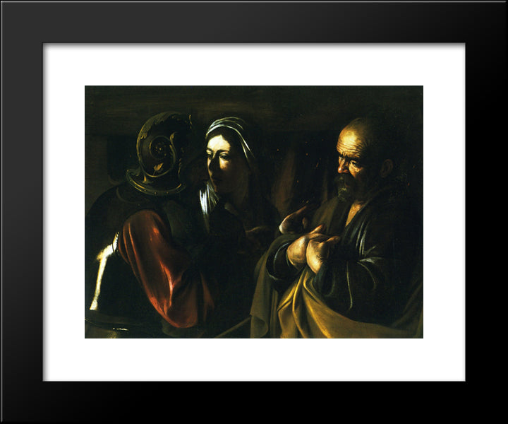 Denial Of Saint Peter 20x24 Black Modern Wood Framed Art Print Poster by Caravaggio
