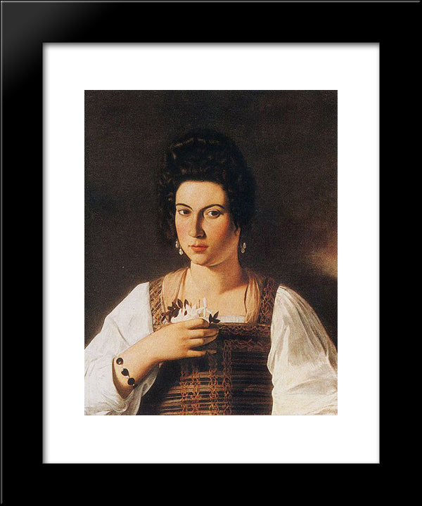 Portrait Of A Courtesan 20x24 Black Modern Wood Framed Art Print Poster by Caravaggio
