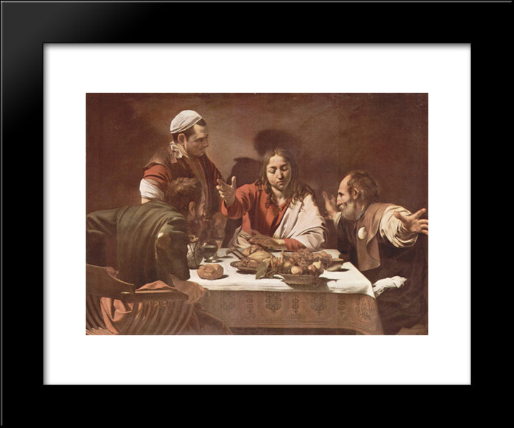 Supper At Emmaus 20x24 Black Modern Wood Framed Art Print Poster by Caravaggio