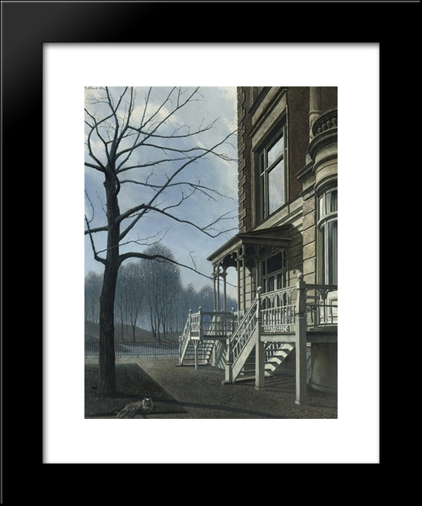 House With Two Stairs 20x24 Black Modern Wood Framed Art Print Poster by Willink, Carel