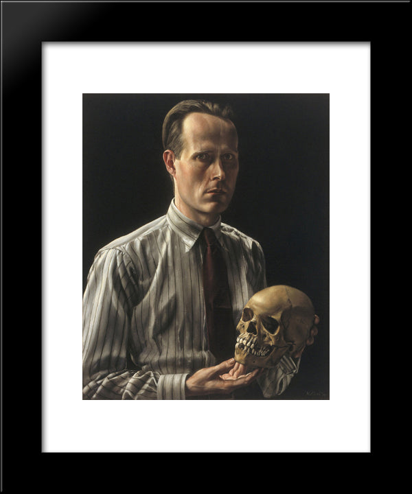 Zelfportret Met Schedel 20x24 Black Modern Wood Framed Art Print Poster by Willink, Carel