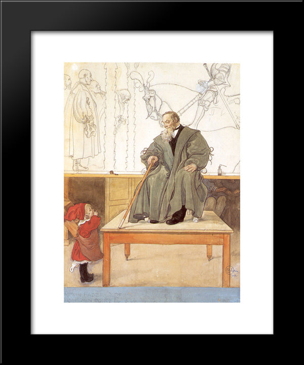 Abuelo With Esborjn 20x24 Black Modern Wood Framed Art Print Poster by Larsson, Carl