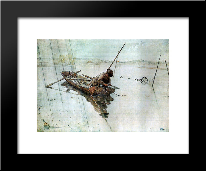 Fishing 20x24 Black Modern Wood Framed Art Print Poster by Larsson, Carl
