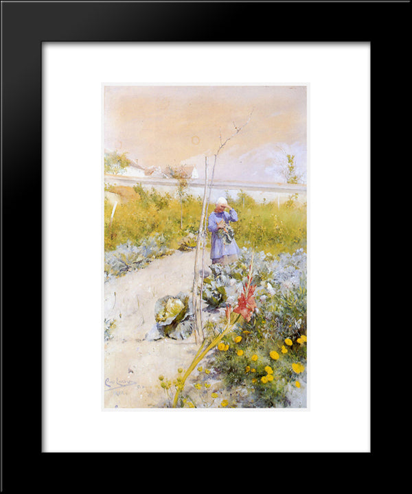 In The Kitchen Garden 20x24 Black Modern Wood Framed Art Print Poster by Larsson, Carl
