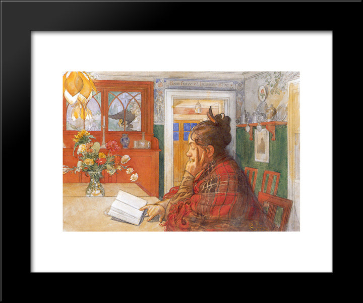 Karin Reading 20x24 Black Modern Wood Framed Art Print Poster by Larsson, Carl