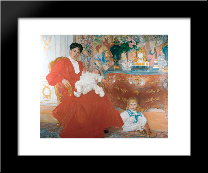 Mrs Dora Lamm And Her Two Eldest Sons 20x24 Black Modern Wood Framed Art Print Poster by Larsson, Carl
