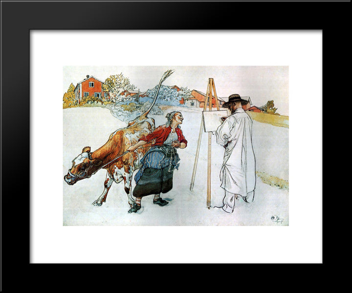 On The Farm 20x24 Black Modern Wood Framed Art Print Poster by Larsson, Carl