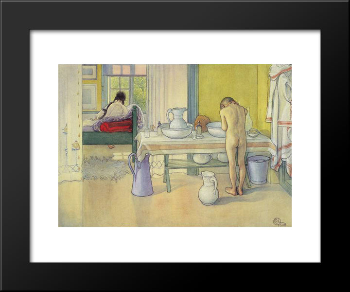 Summer Morning, Published In 'Lasst Licht Hinin' (`Let In More Light') 20x24 Black Modern Wood Framed Art Print Poster by Larsson, Carl