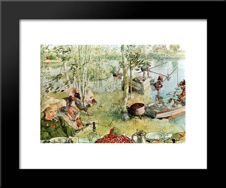 The Crayfish Season Opens 20x24 Black Modern Wood Framed Art Print Poster by Larsson, Carl