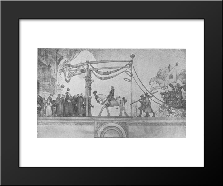 The Entry Of King Gustav Vasa Of Sweden Into Stockholm, 1523 20x24 Black Modern Wood Framed Art Print Poster by Larsson, Carl