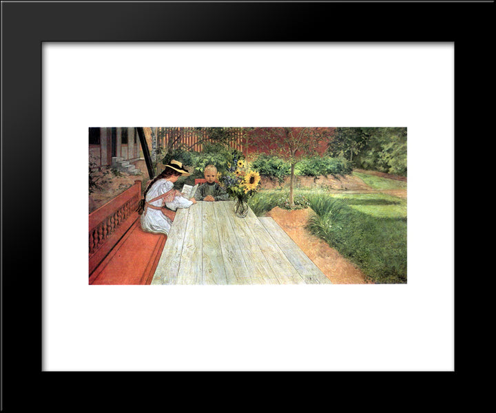 The First Lesson 20x24 Black Modern Wood Framed Art Print Poster by Larsson, Carl