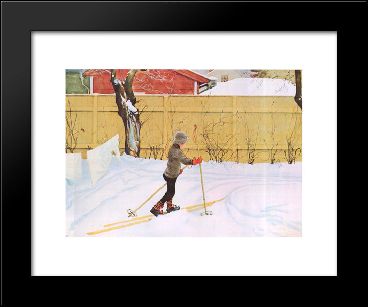 The Skier 20x24 Black Modern Wood Framed Art Print Poster by Larsson, Carl