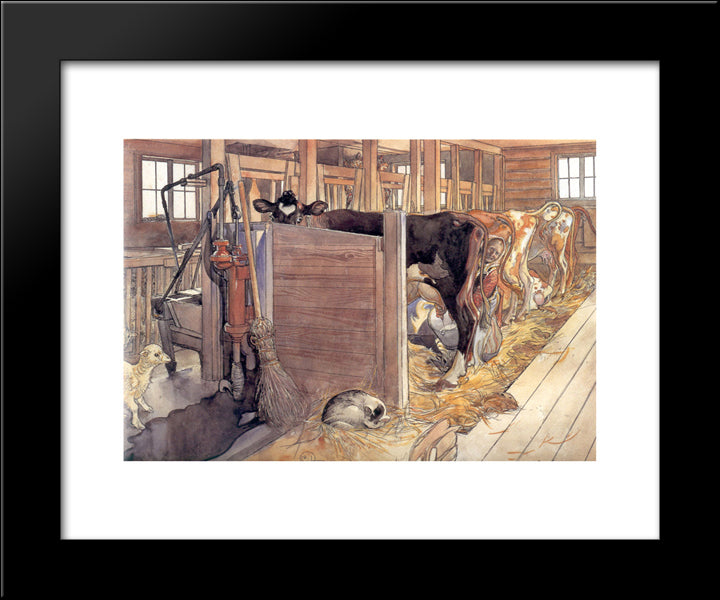 The Stable 20x24 Black Modern Wood Framed Art Print Poster by Larsson, Carl