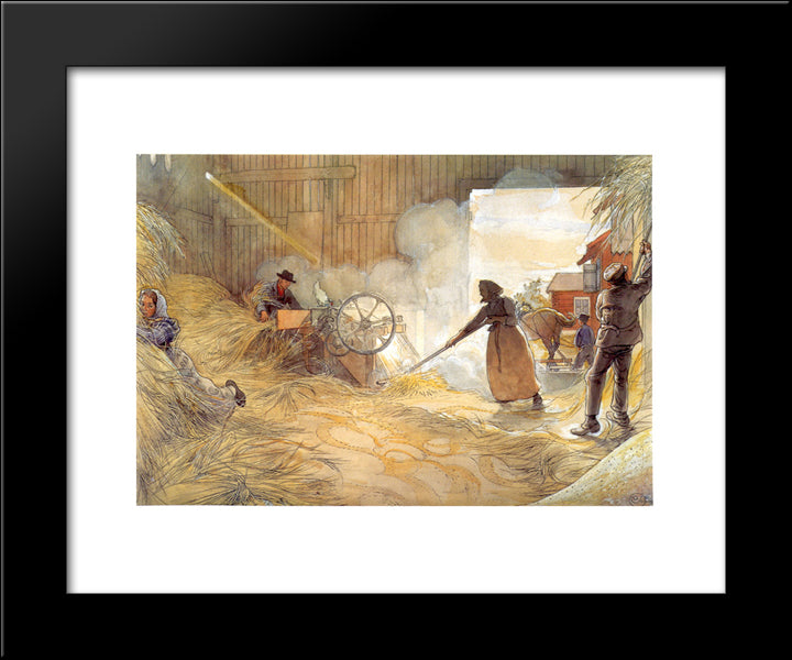 Threshing 20x24 Black Modern Wood Framed Art Print Poster by Larsson, Carl