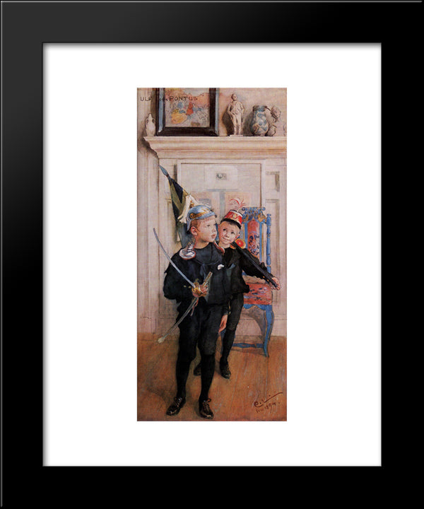 Ulf And Pontus 20x24 Black Modern Wood Framed Art Print Poster by Larsson, Carl