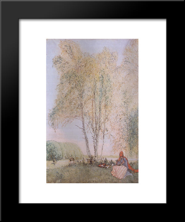 Under The Birches 20x24 Black Modern Wood Framed Art Print Poster by Larsson, Carl