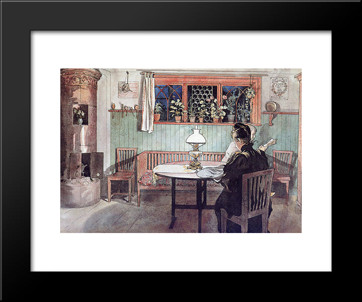 When The Children Have Gone To Bed 20x24 Black Modern Wood Framed Art Print Poster by Larsson, Carl