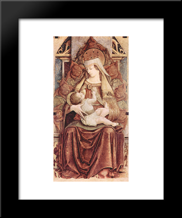 Enthroned Madonna (Enthroned Maria Lactans) 20x24 Black Modern Wood Framed Art Print Poster by Crivelli, Carlo