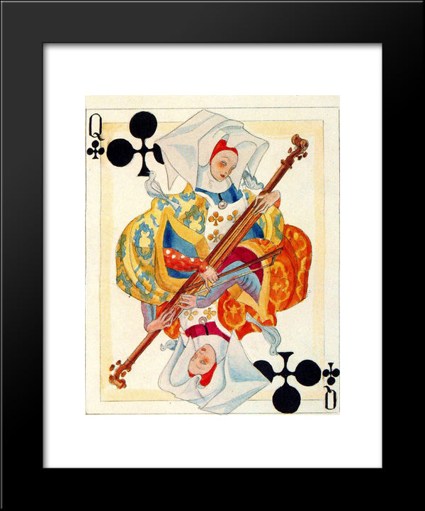A Color Sketch Of A Card. Heraclius Fournier. 20x24 Black Modern Wood Framed Art Print Poster by Tejada, Carlos Saenz de