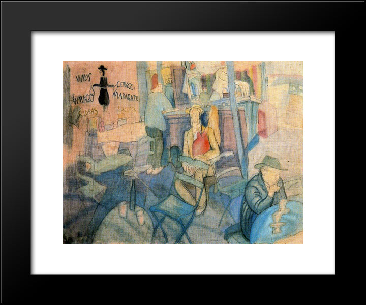 At The Bar 20x24 Black Modern Wood Framed Art Print Poster by Tejada, Carlos Saenz de