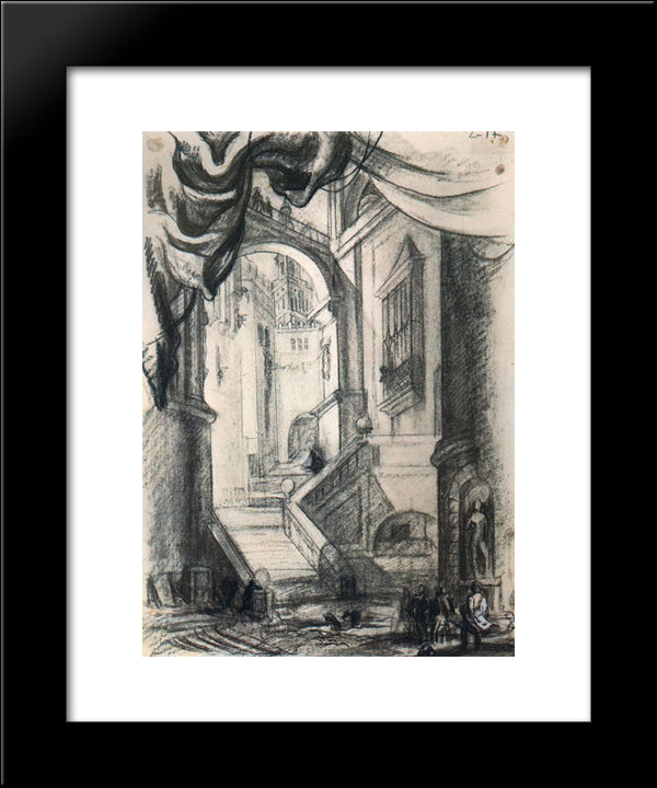 Don Juan Tenorio. Seville Street 20x24 Black Modern Wood Framed Art Print Poster by Tejada, Carlos Saenz de