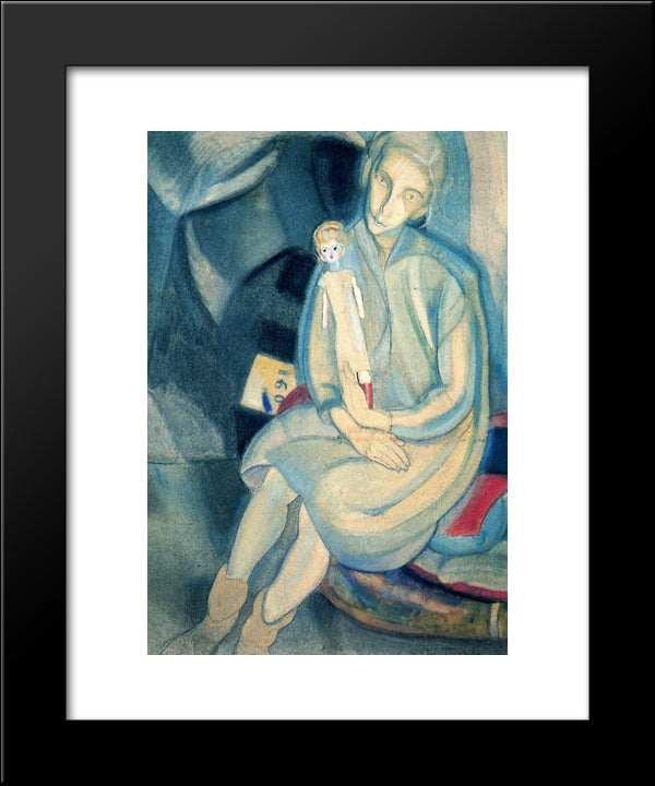 Girl With Doll 20x24 Black Modern Wood Framed Art Print Poster by Tejada, Carlos Saenz de