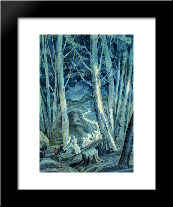 Illustration For The Living Forest 20x24 Black Modern Wood Framed Art Print Poster by Tejada, Carlos Saenz de
