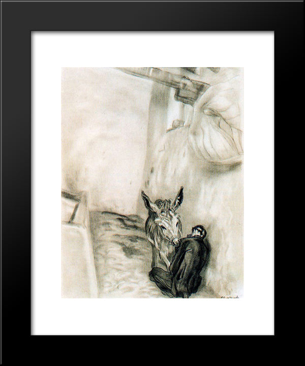 Platero. The Lulling Sleeping Brother. 20x24 Black Modern Wood Framed Art Print Poster by Tejada, Carlos Saenz de