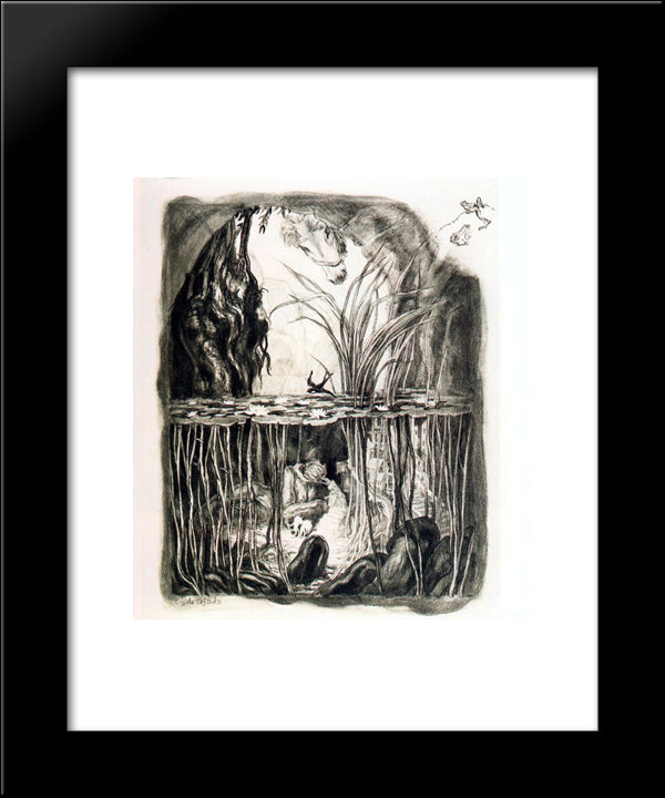 Platero. Well. 20x24 Black Modern Wood Framed Art Print Poster by Tejada, Carlos Saenz de