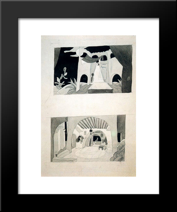 Sketch For Decoration Of Carmen, Antonia Merce, La Argentina 20x24 Black Modern Wood Framed Art Print Poster by Tejada, Carlos Saenz de