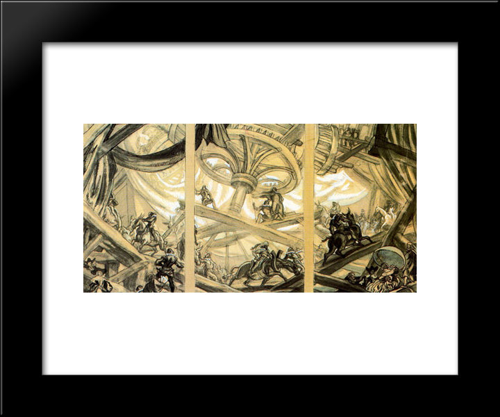 Sketch Of Decoration For The Ceiling Of The Royal Mint Of Spain 20x24 Black Modern Wood Framed Art Print Poster by Tejada, Carlos Saenz de