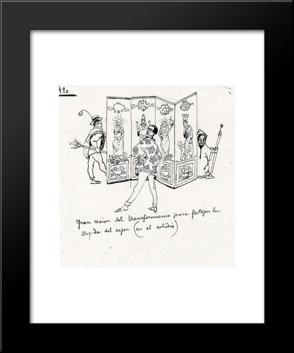 Sketch Of Two Rowers Ondarroa (Vizcaya) 20x24 Black Modern Wood Framed Art Print Poster by Tejada, Carlos Saenz de